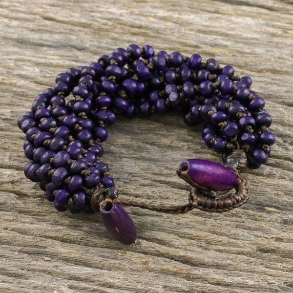 Alternate image for Purple Torsade Bracelet Wood Beaded Jewelry Nan Belle