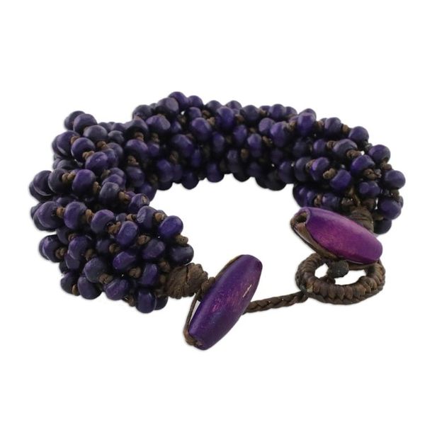 Alternate image for Purple Torsade Bracelet Wood Beaded Jewelry Nan Belle