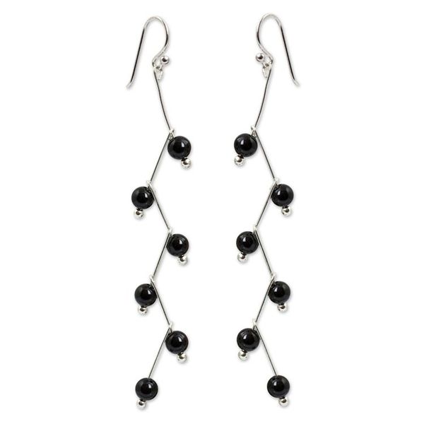 Alternate image for Modern Handcrafted Onyx Dangle Earrings Lightning