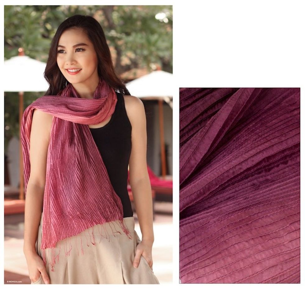 Pin tuck scarf 'Plum Transition'