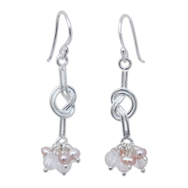 Alternate image for Thai Sterling Silver Pearl Earrings Love Knots