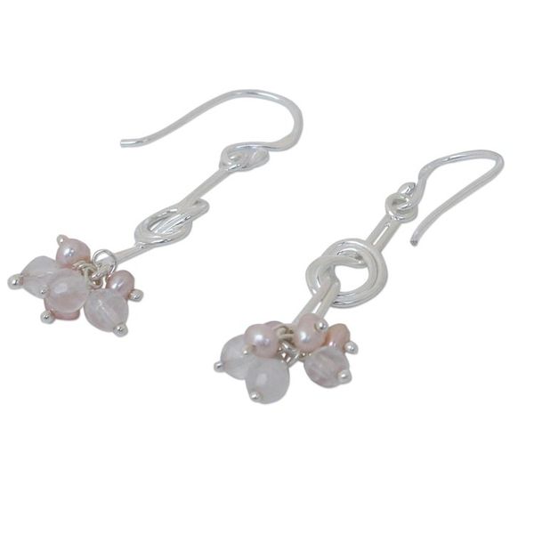 Alternate image for Thai Sterling Silver Pearl Earrings Love Knots