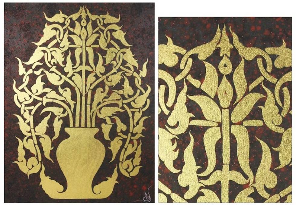 Traditional Northern Thai Floral Painting 'Northern Thai Delight'