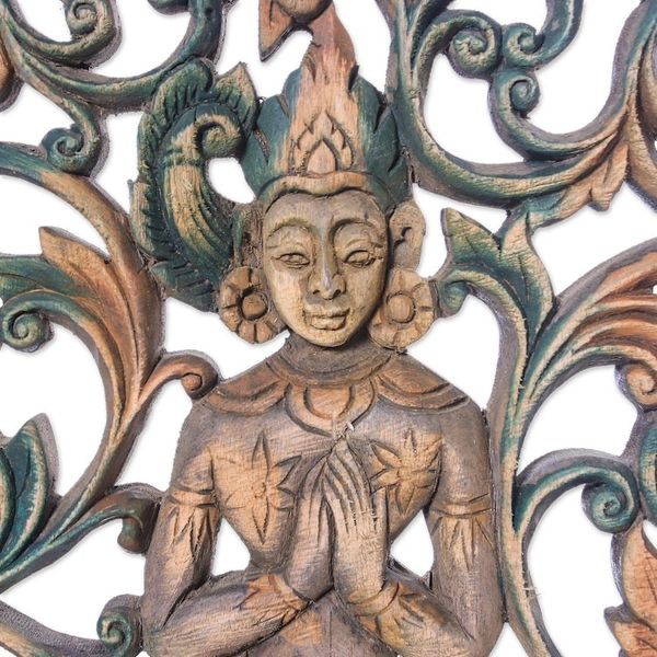 Alternate image for Teak Wood Relief Panel Angel Walk