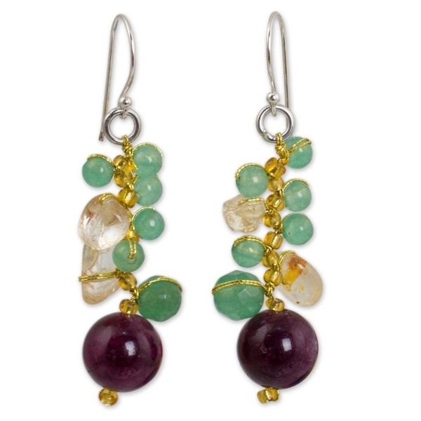 Alternate image for Handcrafted Citrine and Quartz Cluster Earrings Sweet Berries