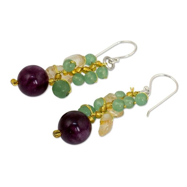 Alternate image for Handcrafted Citrine and Quartz Cluster Earrings Sweet Berries