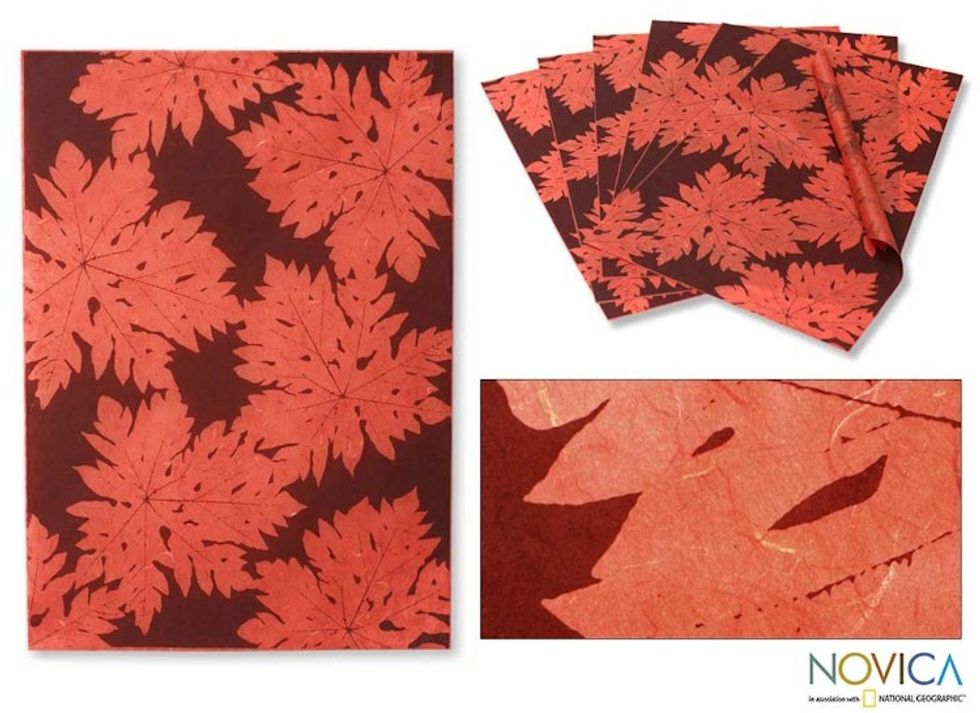 Saa wrapping paper Set of 6 'Red Forest'