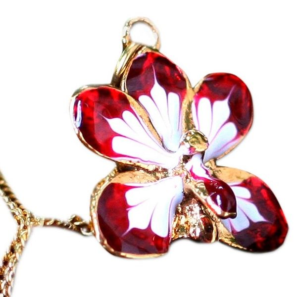 Alternate image for Fair Trade Gold Plated Natural Orchid Necklace Timeless Dancer