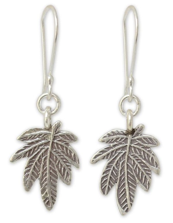 Alternate image for Silver dangle earrings Glamorous Leaf