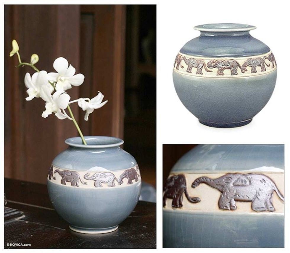 Celadon ceramic vase 'Elephant Ring'