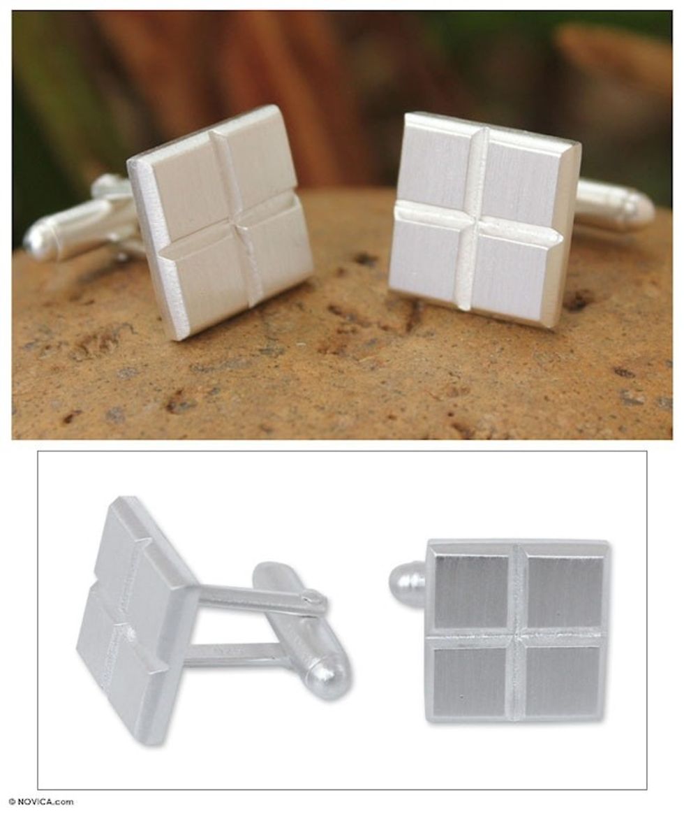 Sterling silver cufflinks 'Squared Geometry'