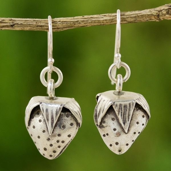 Alternate image for Sterling silver dangle earrings Wild Strawberries