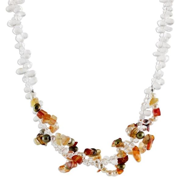 Alternate image for Pearl and rose quartz strand necklace Joy