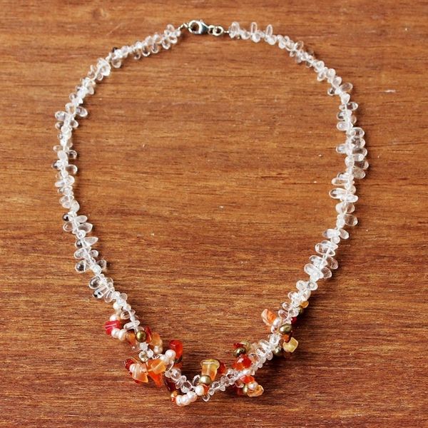 Alternate image for Pearl and rose quartz strand necklace Joy