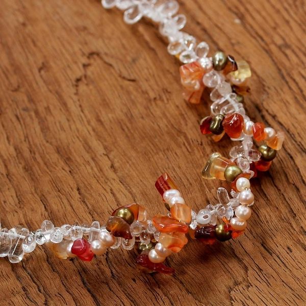Alternate image for Pearl and rose quartz strand necklace Joy
