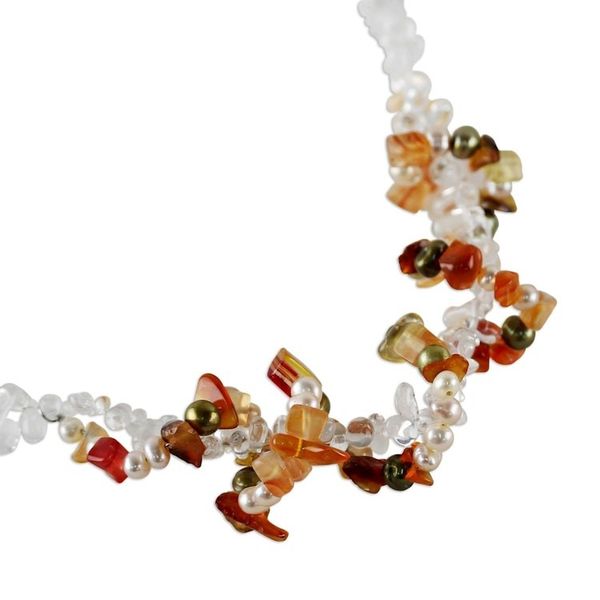 Alternate image for Pearl and rose quartz strand necklace Joy