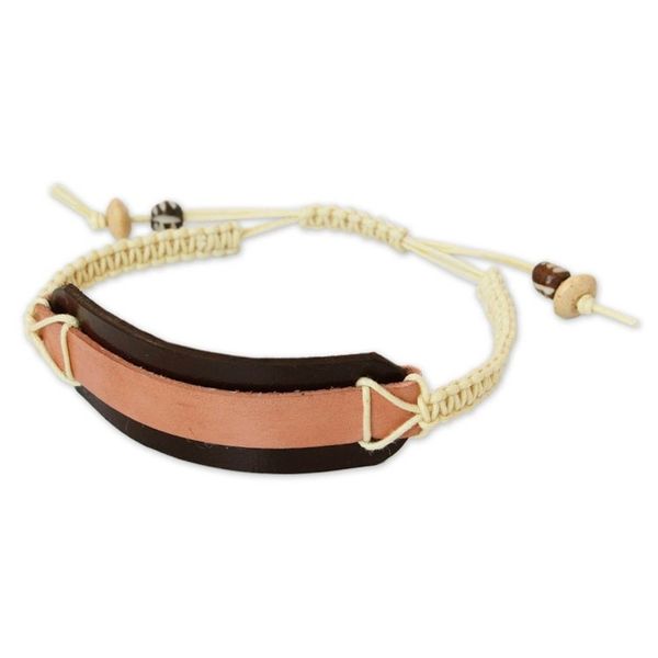 Alternate image for Leather Wristband Bracelet from Thailand Salmon Band