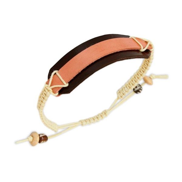 Alternate image for Leather Wristband Bracelet from Thailand Salmon Band