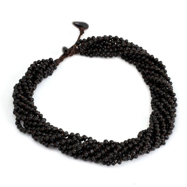 Alternate image for Dark Brown Torsade Necklace Wood Beaded Jewelry Chiang Rai Belle