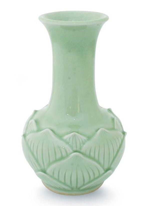 Alternate image for Celadon ceramic vase Jade Lotus