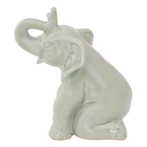 Alternate image for Celadon Ceramic Figurine Green Elephant Welcome