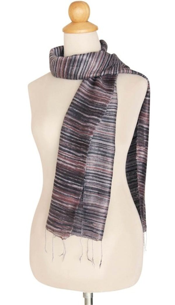 Alternate image for Handcrafted Batik Silk Scarf Mae Nam Khong Mist