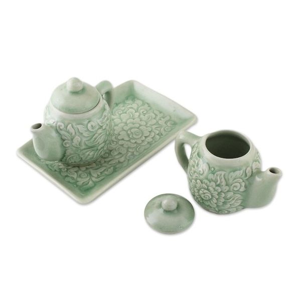 Alternate image for Thai Celadon Ceramic Cruet Set Pair Inseparable