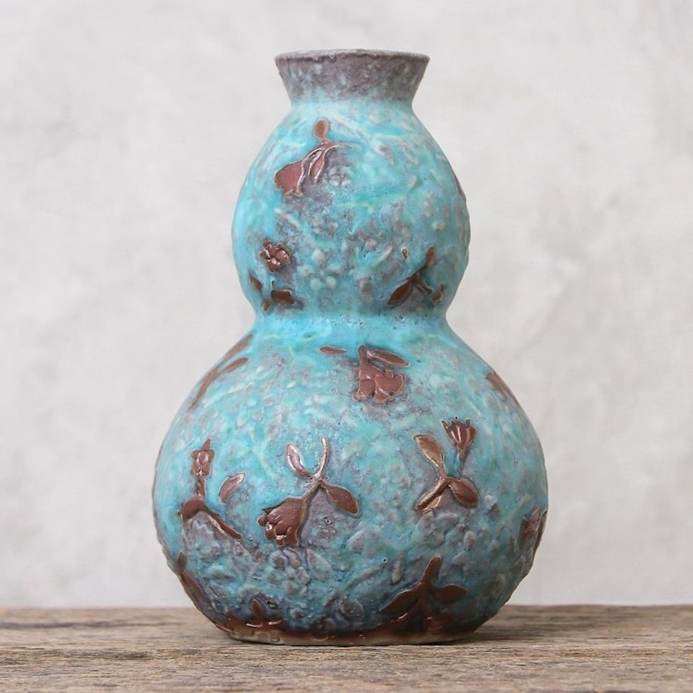 Celadon Ceramic Vase 'Orchid Glory'