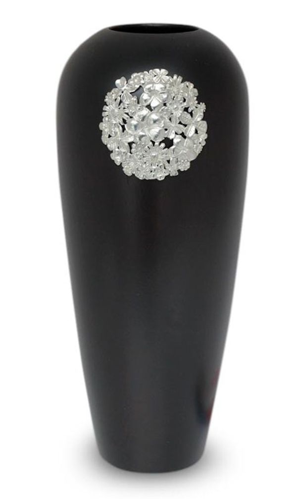 Alternate image for Mango wood and pewter vase Floral Moon