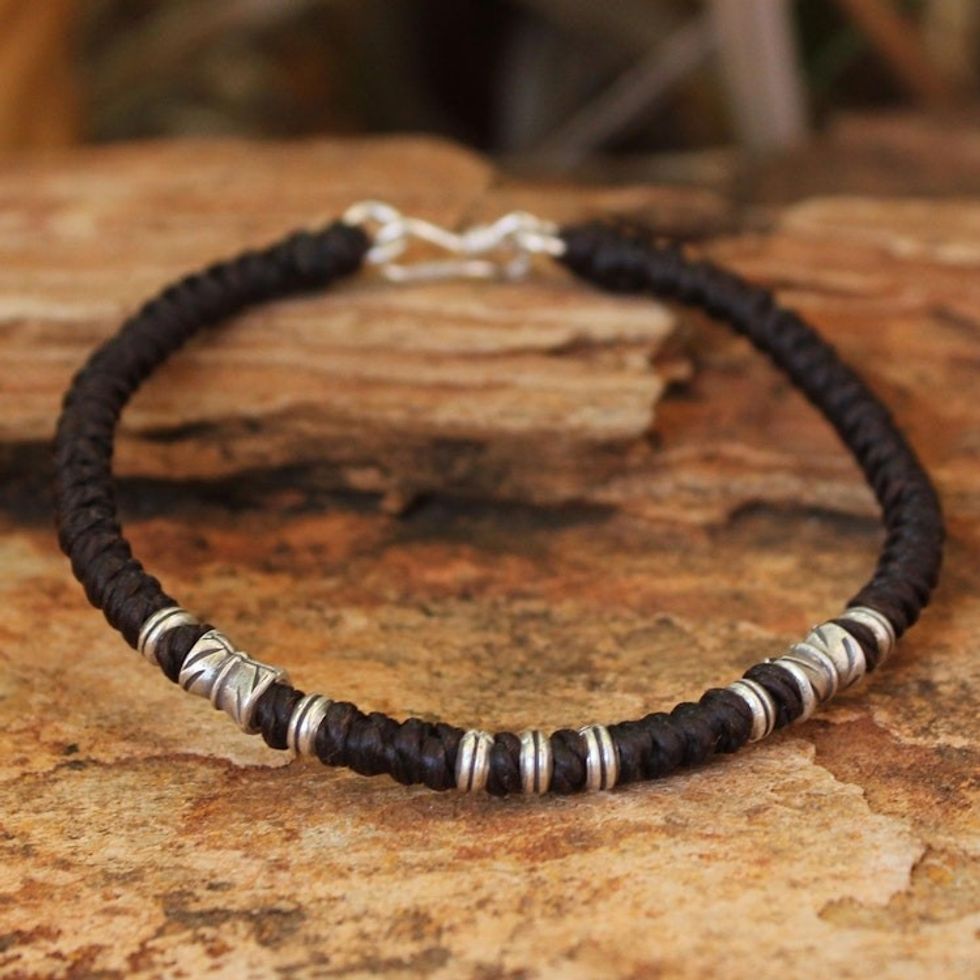 Handmade Silver Braided Bracelet from Thailand 'Hill Tribe Heritage'
