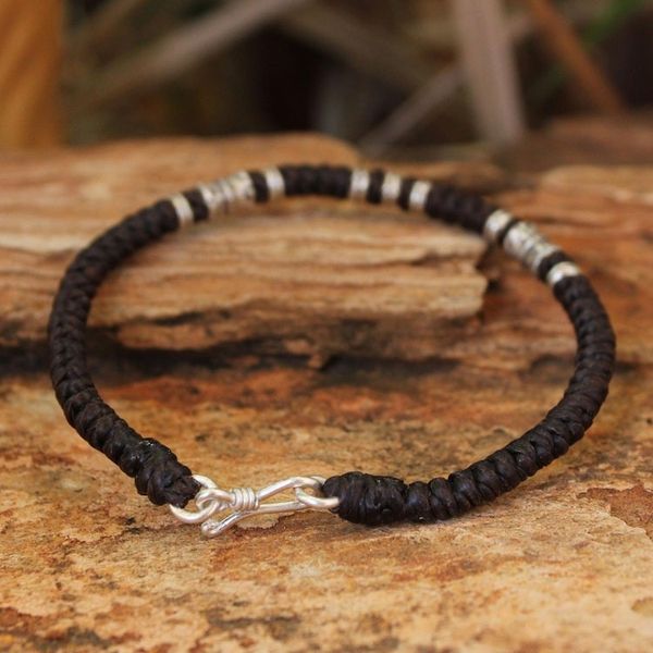 Alternate image for Handmade Silver Braided Bracelet from Thailand Hill Tribe Heritage