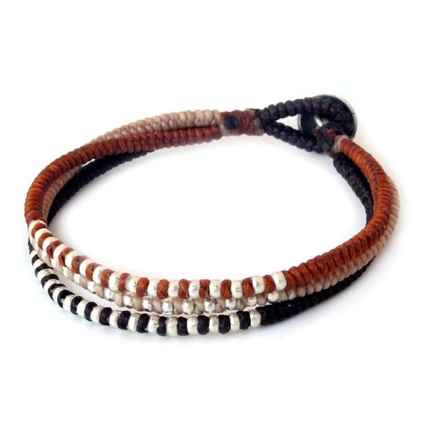 Alternate image for Handcrafted Hill Tribe Silver Braided Bracelet Cool Thai Autumn
