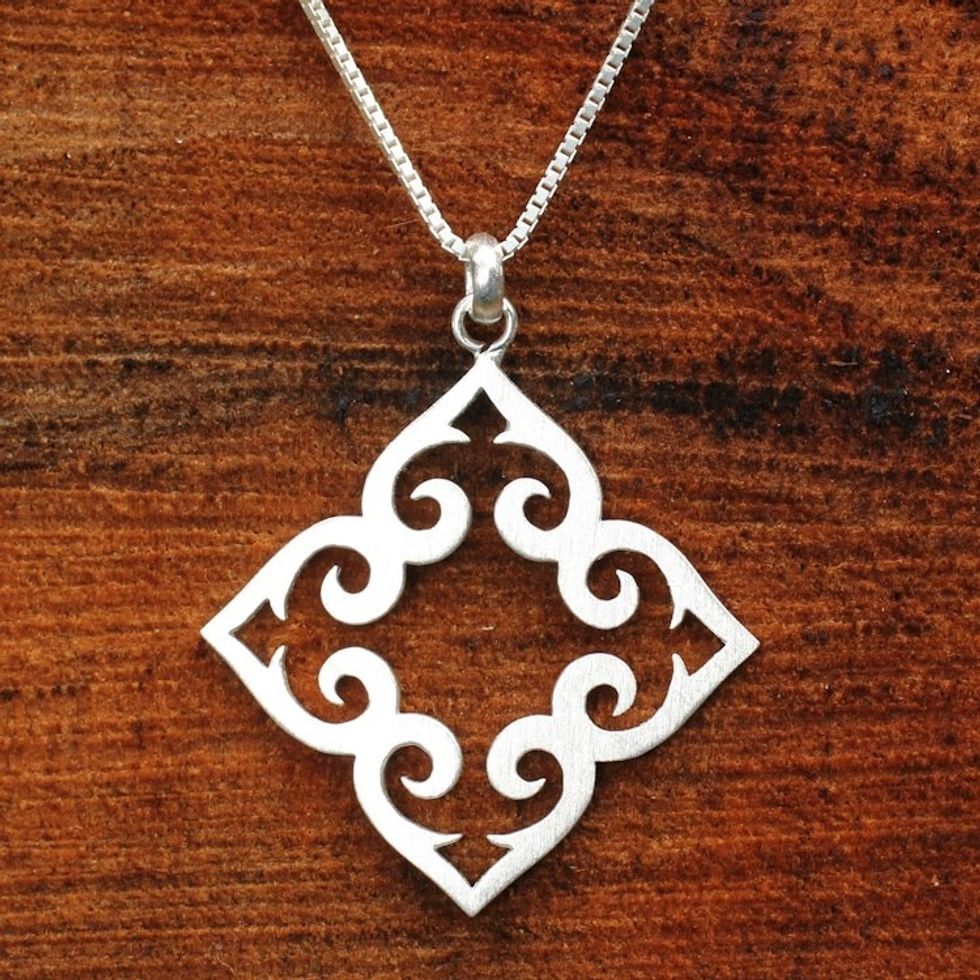 Fair Trade Sterling Silver Necklace 'Kaleidoscope Heart'