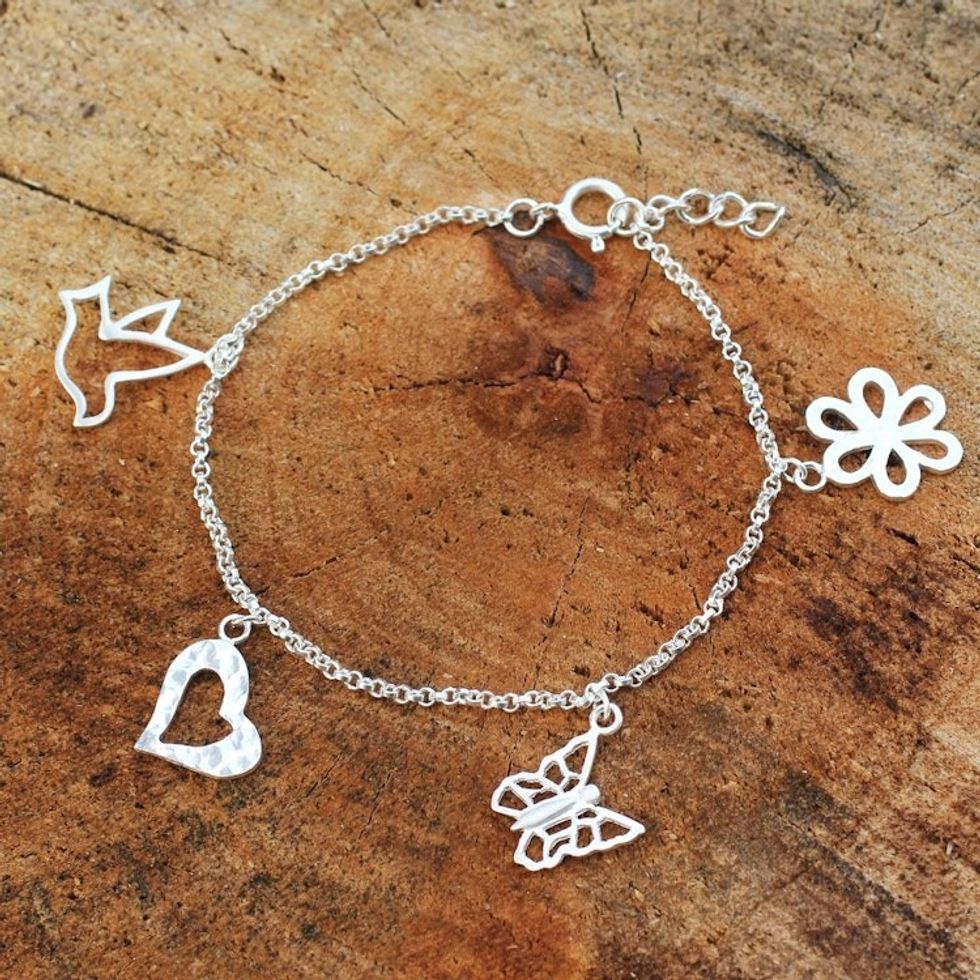 Handmade Sterling Silver Charm Bracelet 'Inspiring'
