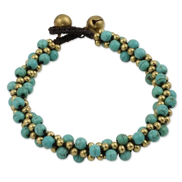 Alternate image for Brass and Dyed Calcite Bracelet Bells in the Sky