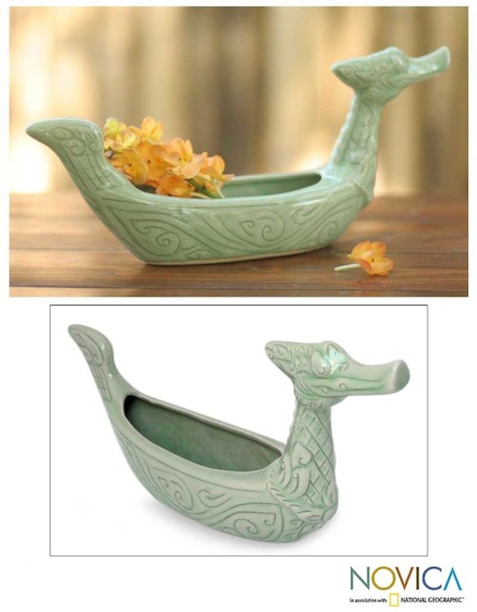 Celadon ceramic vase 'Thai Swan'