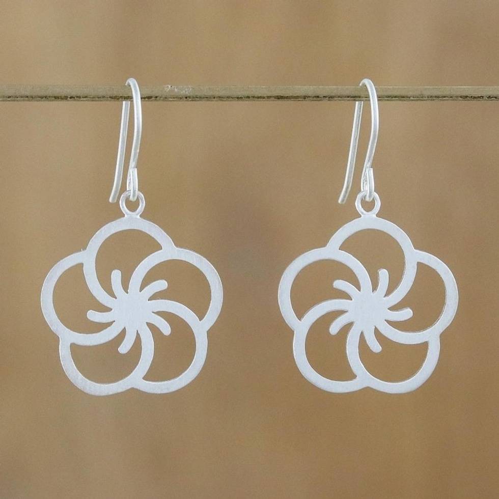 Floral Sterling Silver Earrings 'Cherry Blossom'