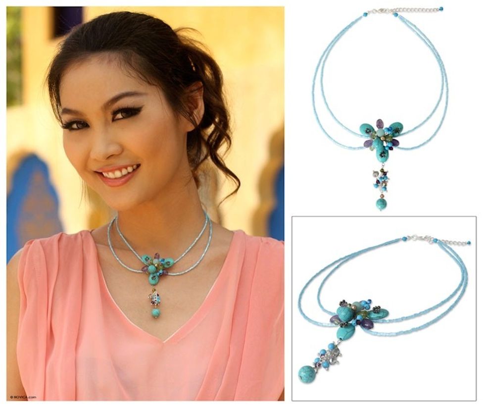 Hand Made Beaded Turquoise Colored Necklace 'Sweet Serenade'