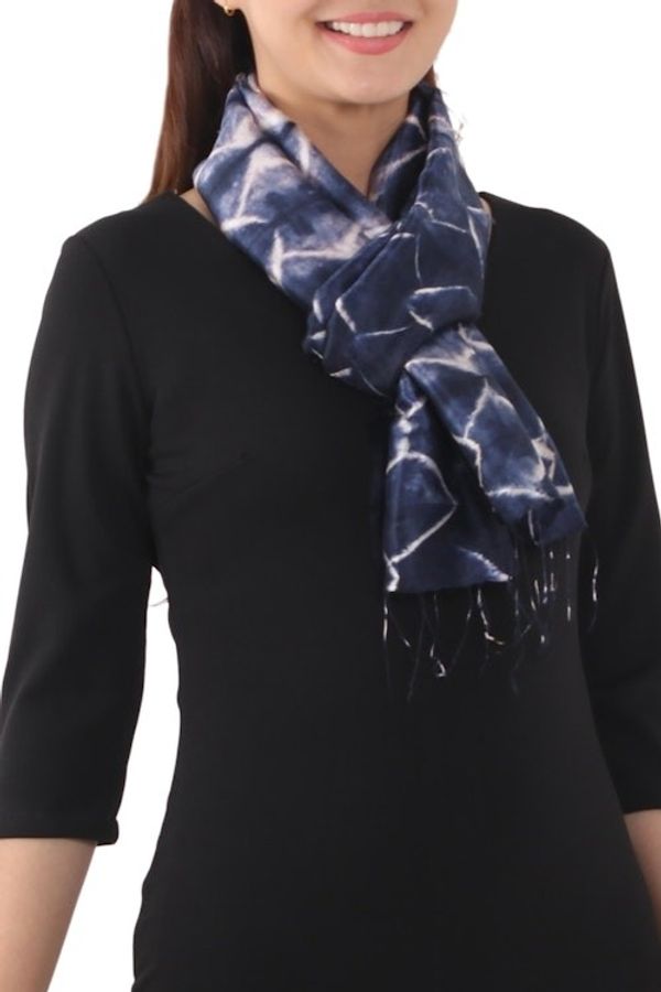 Alternate image for Silk Scarf from Thailand Sapphire Mystique