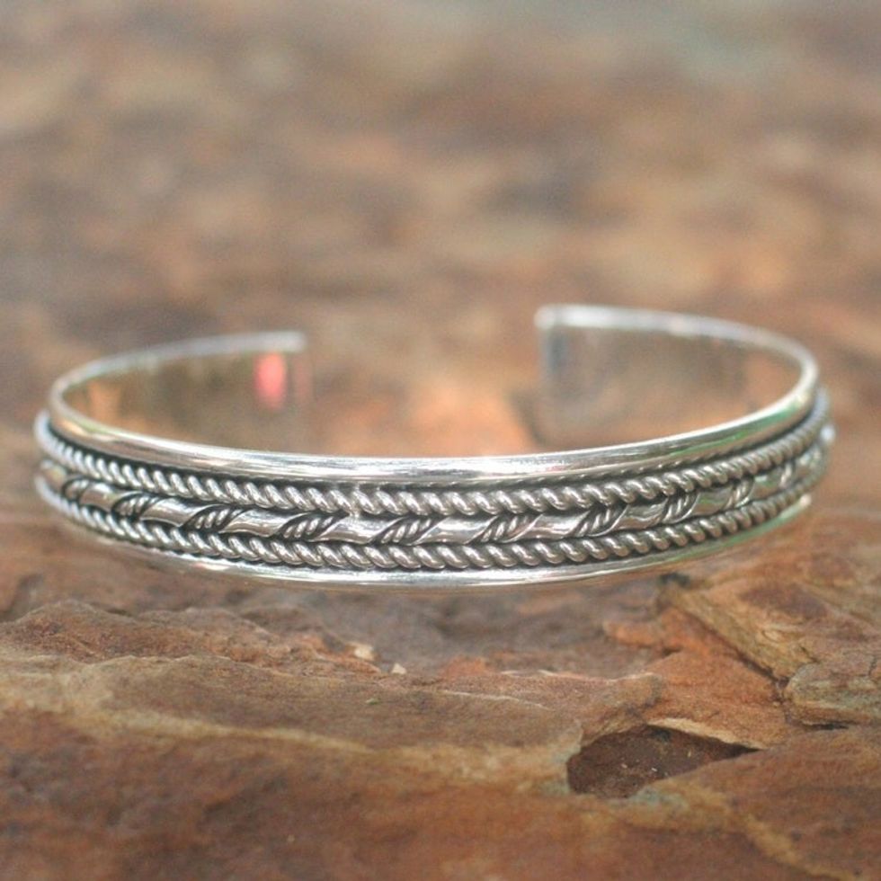 Sterling Silver Cuff Bracelet 'Bamboo Illusions'