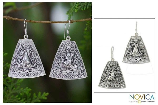 Alternate image for Silver Hill Tribe Earrings Temple of Flowers