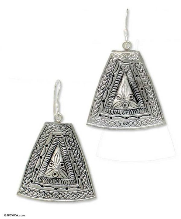 Alternate image for Silver Hill Tribe Earrings Temple of Flowers