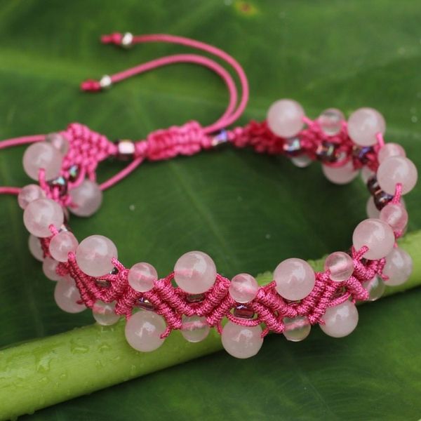 Alternate image for Artisan Crafted Rose Quartz Wristband Bracelet Waves