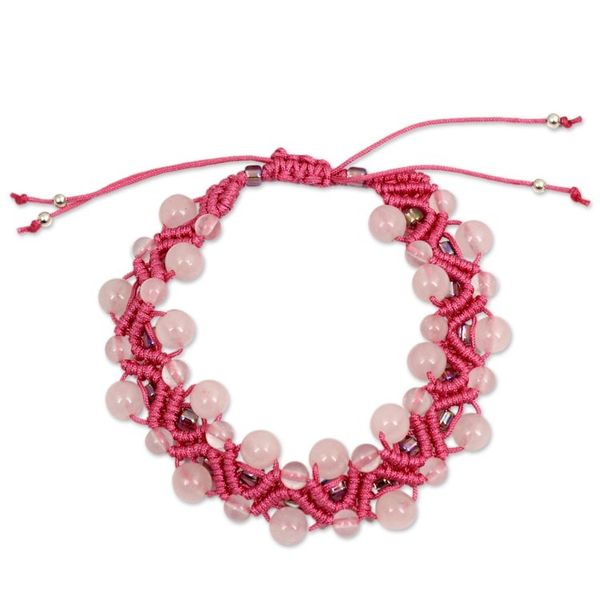 Alternate image for Artisan Crafted Rose Quartz Wristband Bracelet Waves