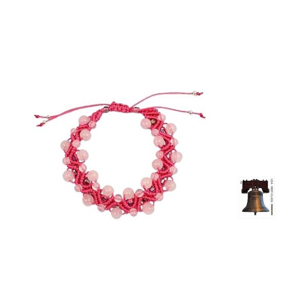 Alternate image for Artisan Crafted Rose Quartz Wristband Bracelet Waves