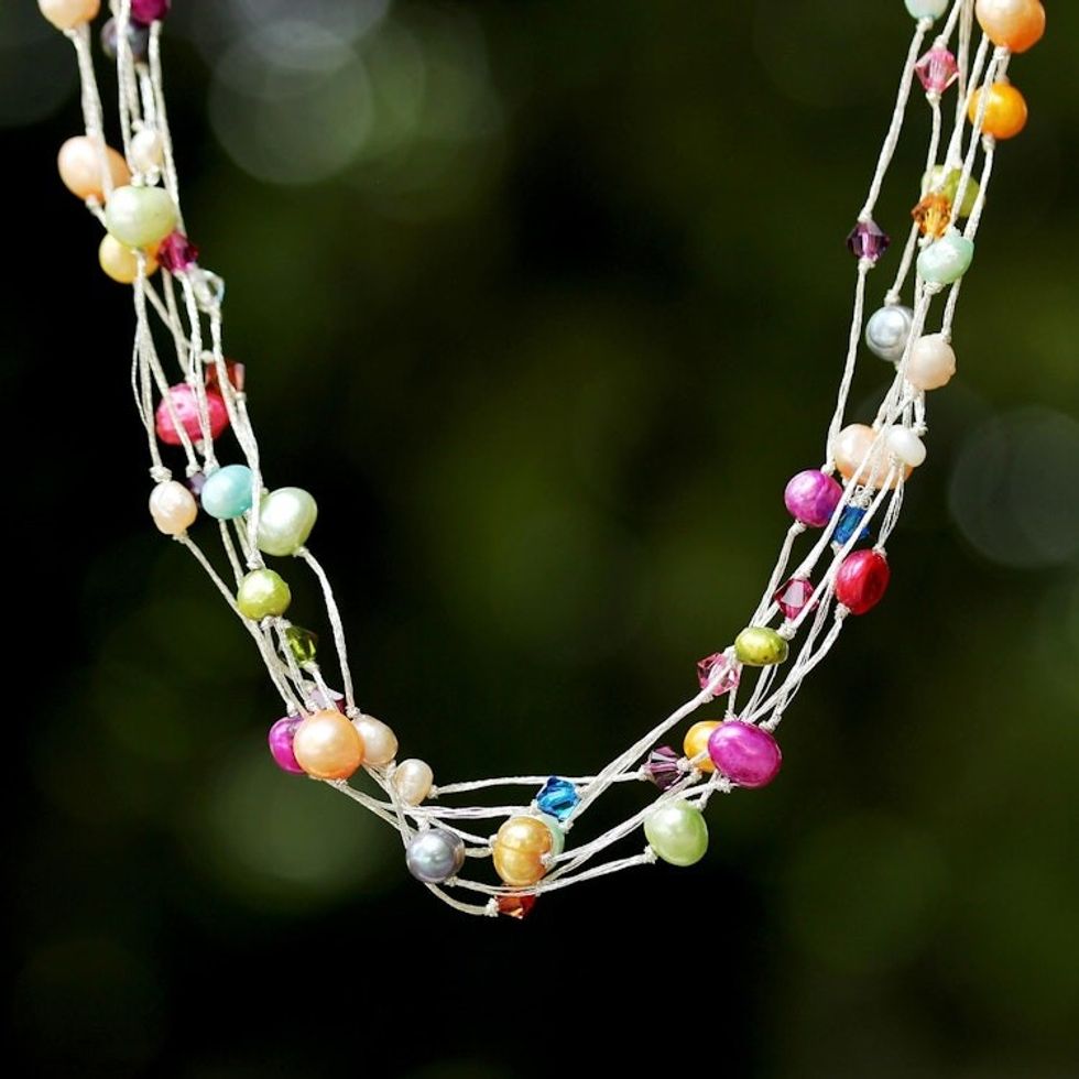 Unique Beaded Pearl Necklace 'Party Balloons'