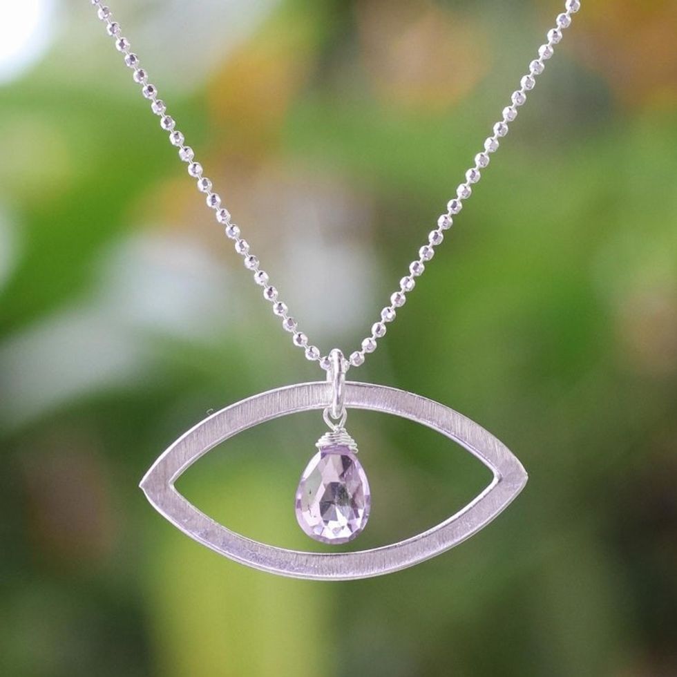 Amethyst pendant necklace 'Mystical Ellipse'