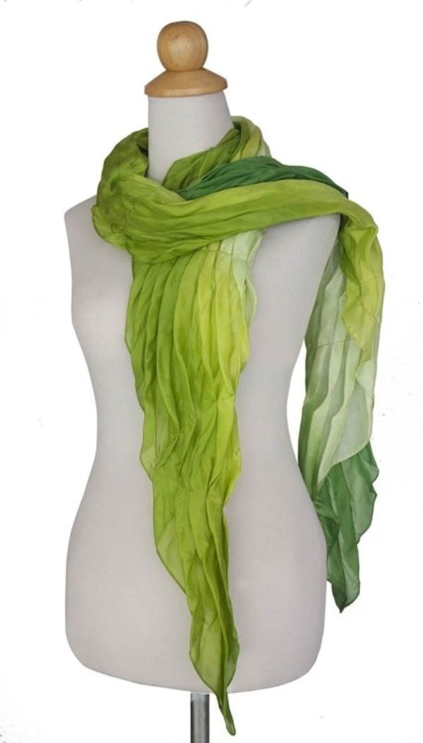 Alternate image for Ombre Silk Scarf in Yellow and Green Evolving Green