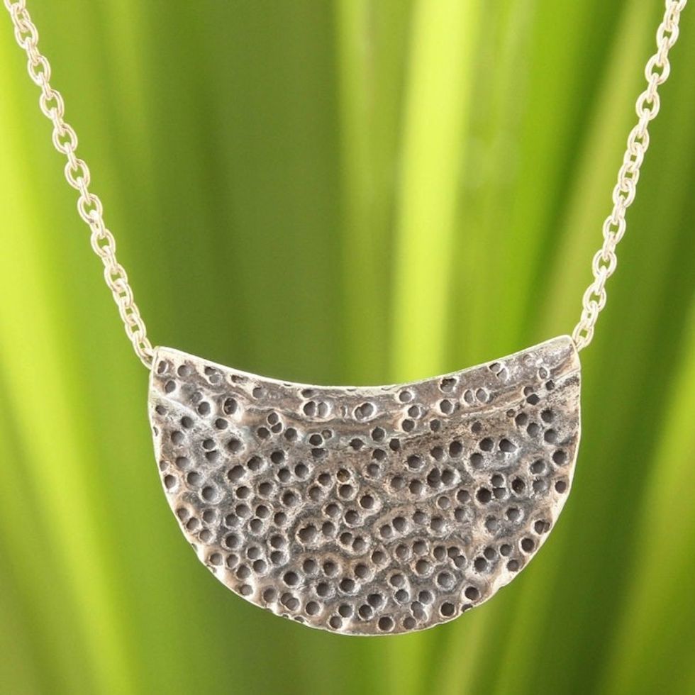 Hand Crafted Silver Pendant Necklace 'Wishing Moon'