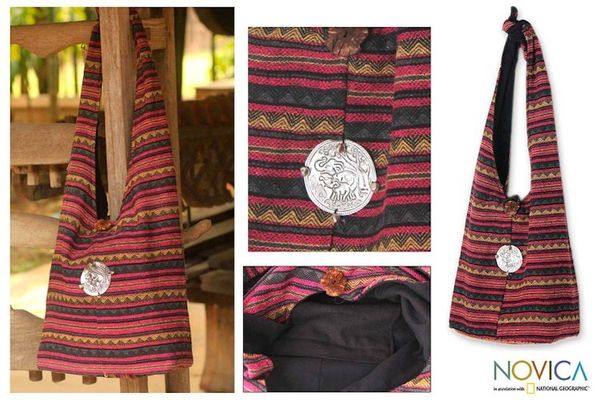 Alternate image for Handmade Striped Cotton Shoulder Bag Antique North